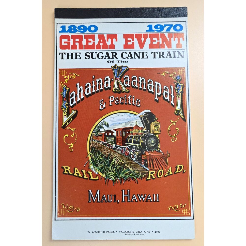 VTG Hawaii Sugar Cane Train Notepad Souvenir 1970 Illustrated Pages Hawaiiana